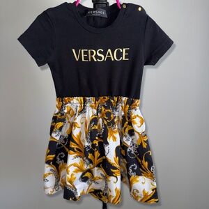 Versace Black and Gold Patterned Dress